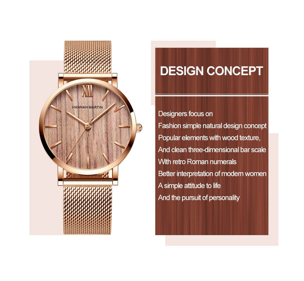 HANNAH MARTIN Brand Quality Stainless Steel Japan Quartz Movement Waterproof Women 36mm Full Rose Gold Ladies Dropshipping Watch