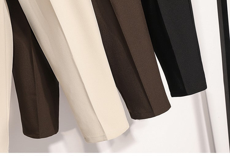 Plus Size Pants Woman 2025 Autumn Winter New Arrival High Waist Suit Pants High Quality Korean Style Straight Trousers