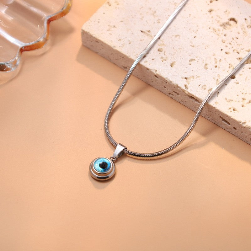 Simple Oval Aquamarine Moonstone Pendant Necklace for Women Girls Luxury Snake Chain Necklace Fashion Collar Jewelry Gifts