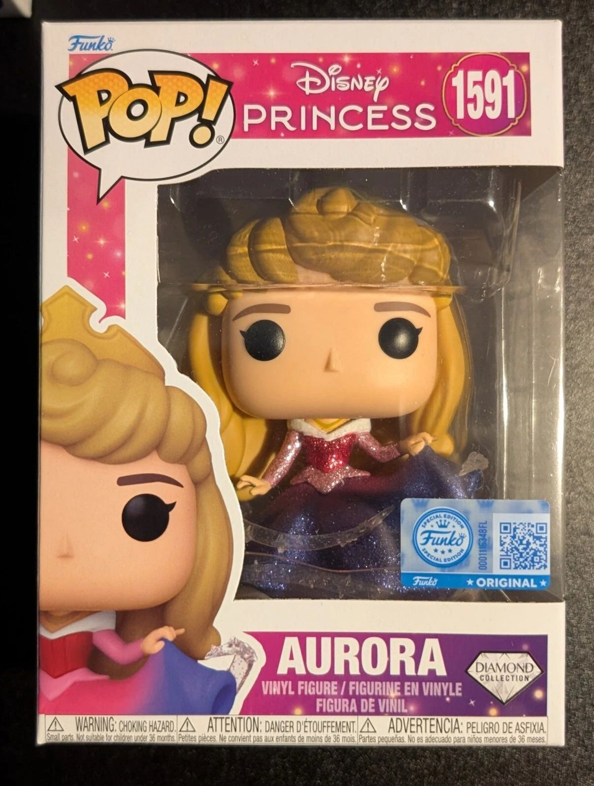 Pop! Disney Princess Aurora (Diamond) #1591 Action Figure Funko Collectible Vinyl Figures Model Toys Q Version Statue Doll Gifts