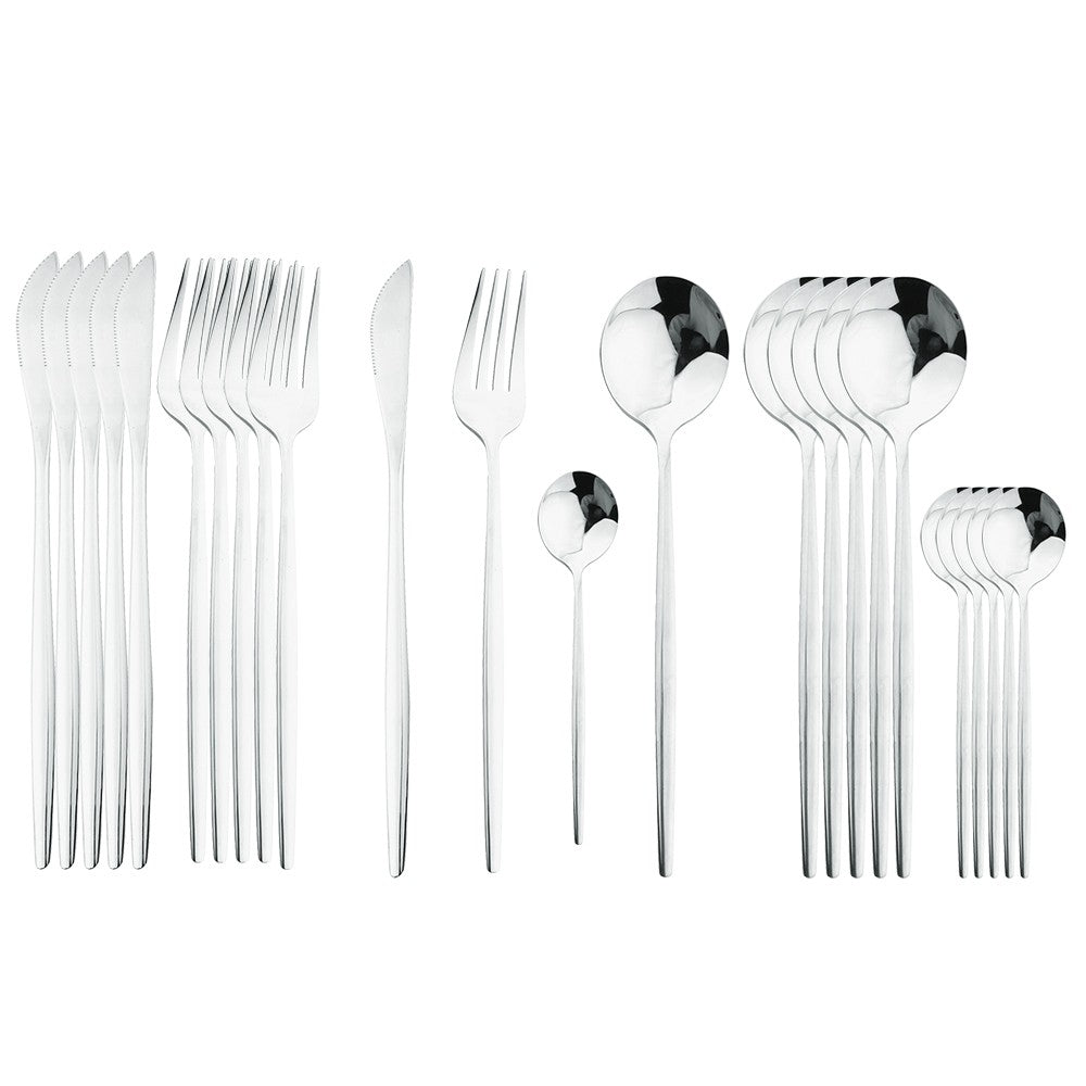 24 Pieces Silverware Flatware Cutlery Set, Stainless Steel Tableware Silverware-Service for 6 Dishwasher Safe Full Set Flatware