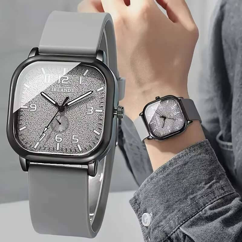 1/2/3PCS Fashion Square Women Watches Casual Silicone Strap Quartz Watches Sports Wristwatch For Men Women Students?Without Box?
