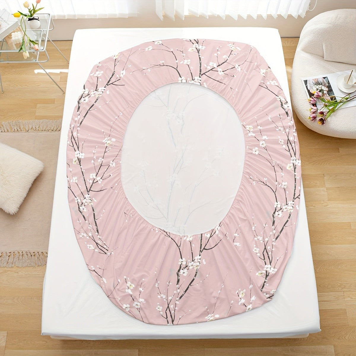 3pcs Printed Pattern Fitted Sheet Set, (1* Fitted Sheet + 2* Pillowcases, Without Core)