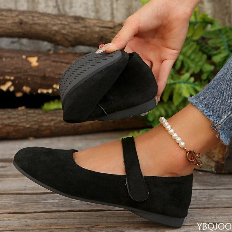 Woman's Casual Flats Shoes Round Toe Large size ladies shoes Retro French Mary Jane Dress Flat New Summer Solid Comfortable shoe