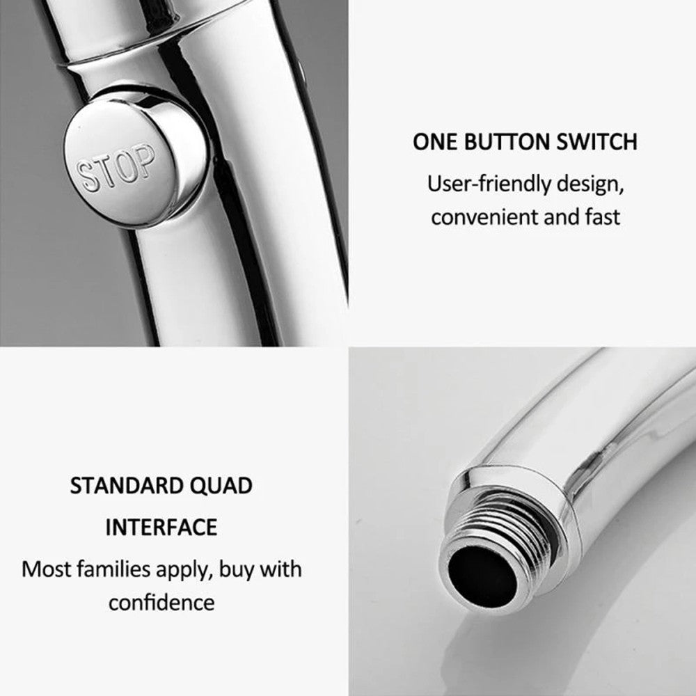 3 Spray Setting with ON/OFF Pause Switch 360 Degrees Rotating Handheld Shower Head Adjustable Water Saving Shower Head