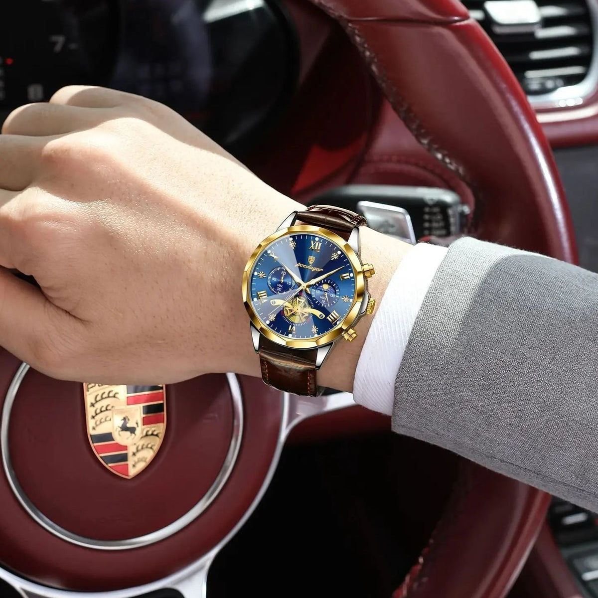 POEDAGAR Military Luxury Men Wristwatch Quartz Waterproof Luminous Chronograph Leather Man Watch Sports Men's Watches Male Reloj
