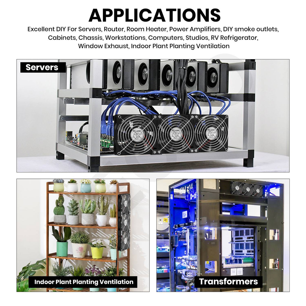 120mm 3000RPM Fan Cooling With Controller 12cm 12V 220V Btc Machine Chassis Workstation Cabinet Radiator Server Fan