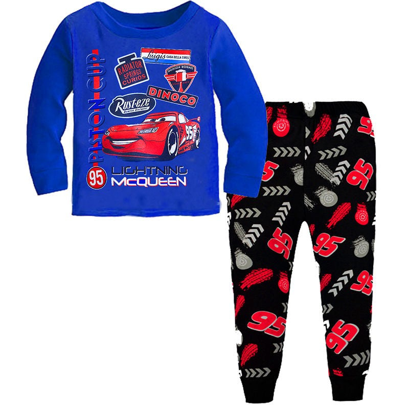 Kids Pajamas Sets Baby Girls and Boys Lightning Mcqueen Pyjamas Cotton Clothes 95 Car Cartoon Long sleeve T-shirt+Pants pyjama