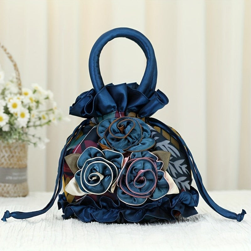 New soft lace mommy bag three-dimensional flower handbag drawstring handbag key cell phone organizer bag