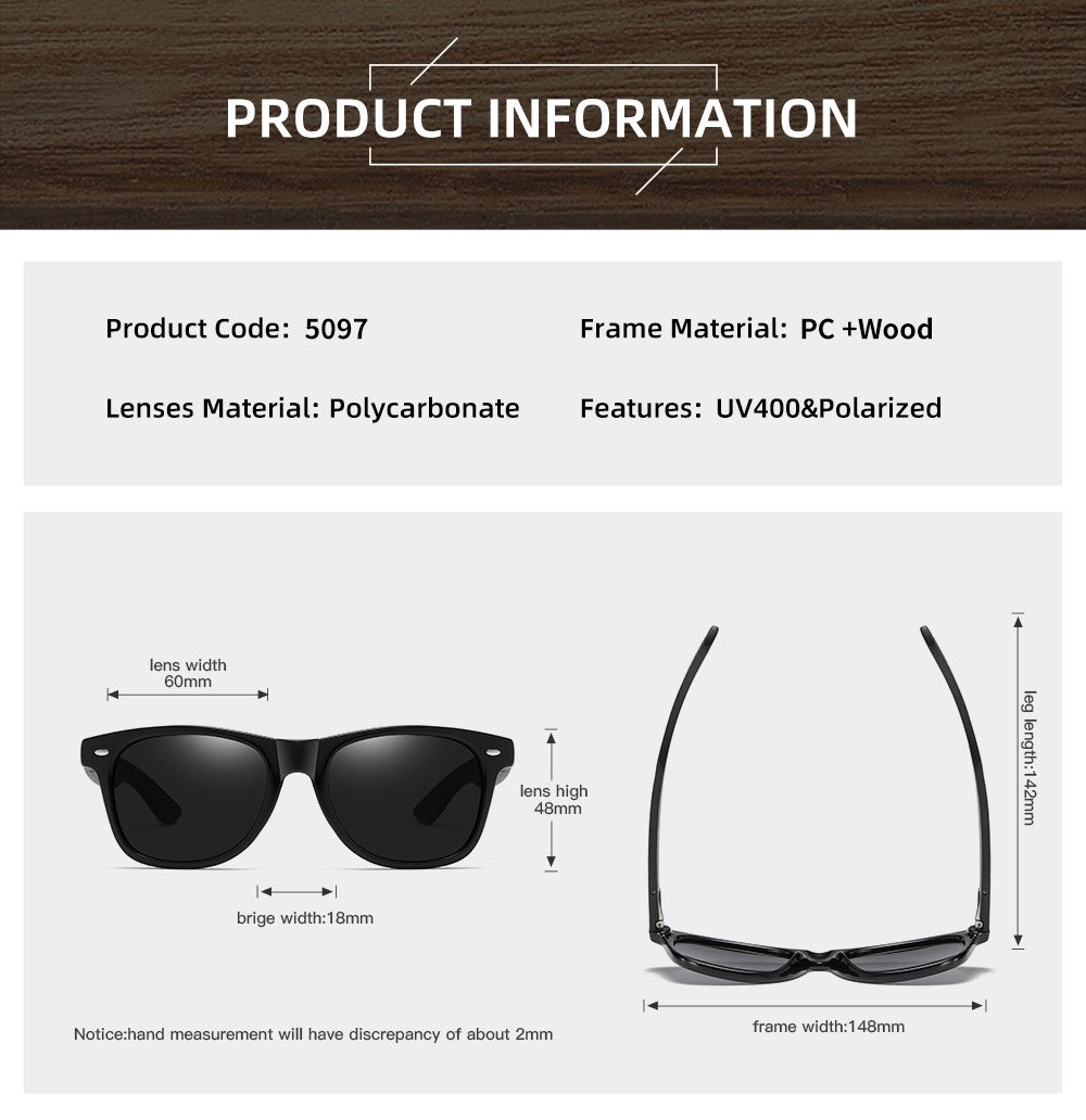 GM Brand Wooden Bamboo Polarized Men's Sunglasses Oval Frame Sun glasses Women Sun glass S5097es Male Oculos de sol Masculino