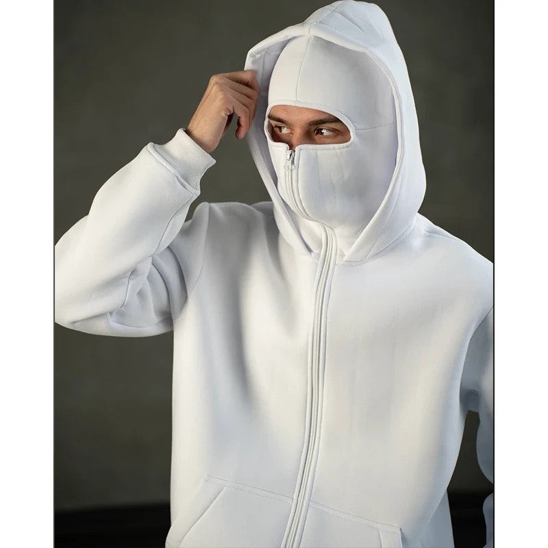 Men and women Balaclava Y2K Gothic Harajuku winter new item double hooded sweatshirt men's hooded mask zipper sportswear