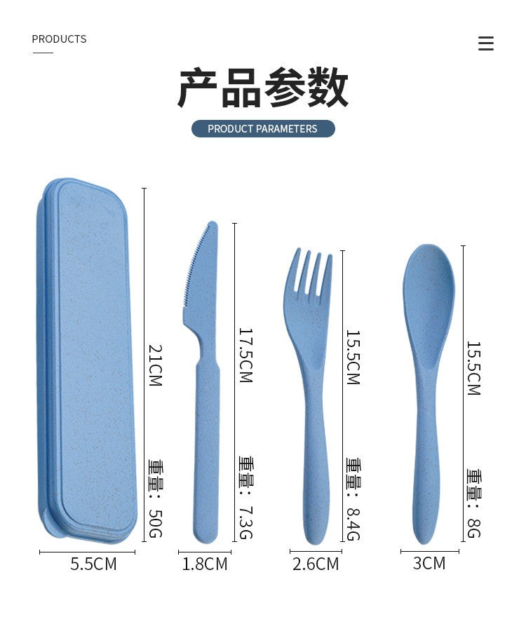 Creative portable cutlery box knife, fork and spoon set plastic student canteen travel portable three-piece set
