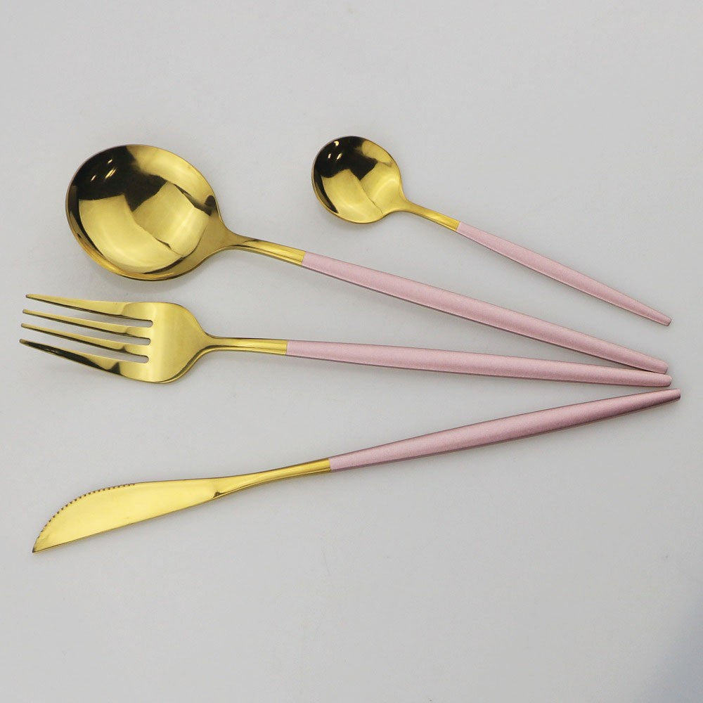 8Pcs Dinner Spoon Dinnerware Stainless Steel Silverware Gold Tableware Kitchen Flatware Black Cutlery