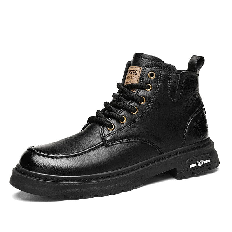 Hot Sale Brown Men's Boots Comfort Outdoor Men Motorcycle Boots Casual Lace-Up Ankle Boots Man Platform Boots botas para hombre