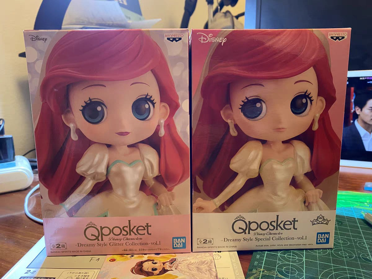Bandai Disney The Little Mermaid Anime Qposket Characters Ariel Glitter Line Action Figure Collectible Model Toys Birthday Gift