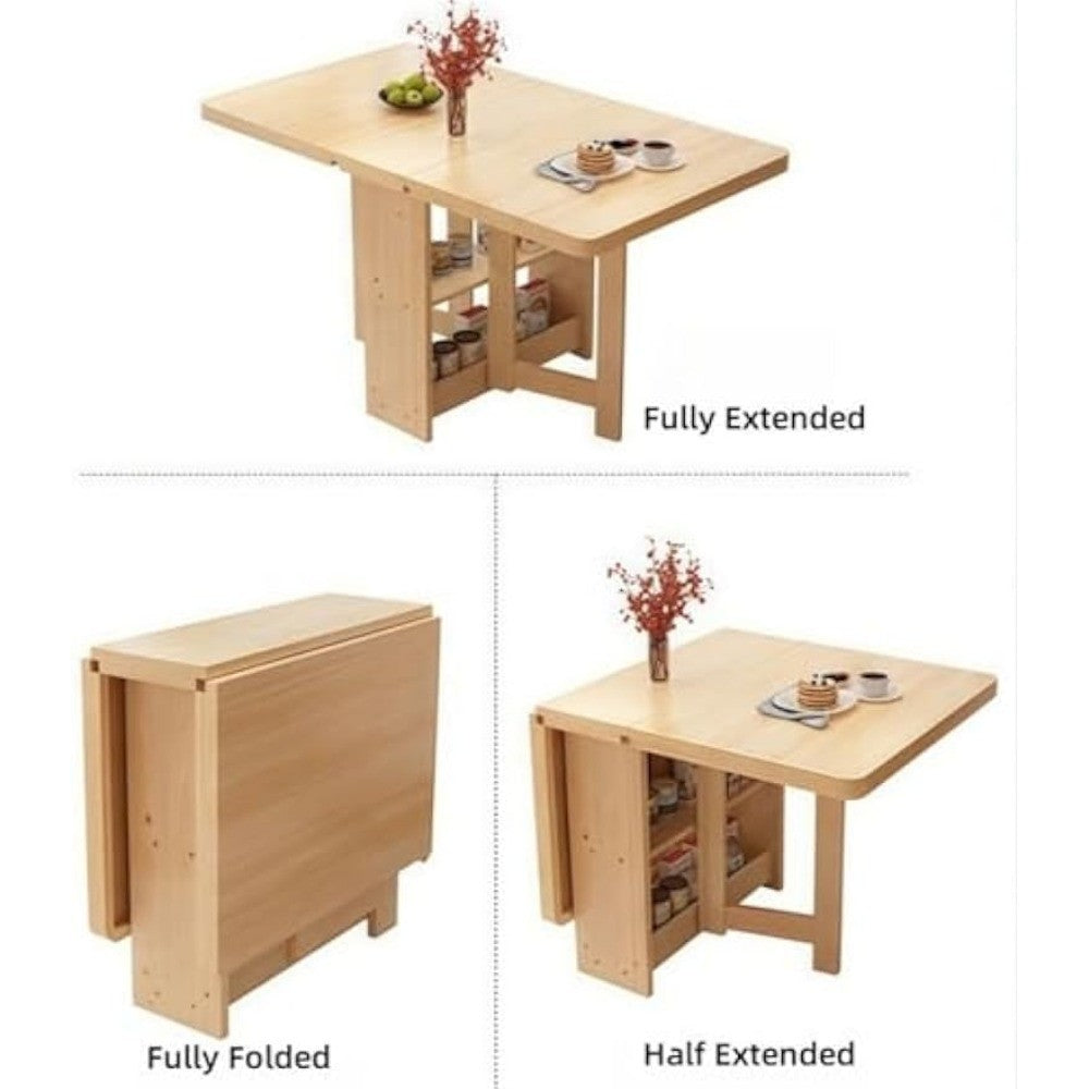Folding Extendable Dining Table, Drop Leaf Tables for Small Spaces, Foldable Dining Table with Storage, Drop Leaf Wood Kitchen D