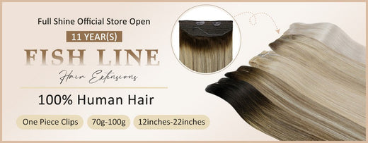 Full Shine Fishing Wire Hair Extensions Real Human HairHair Extensions Hairpieces For Women Thick Secret Wire