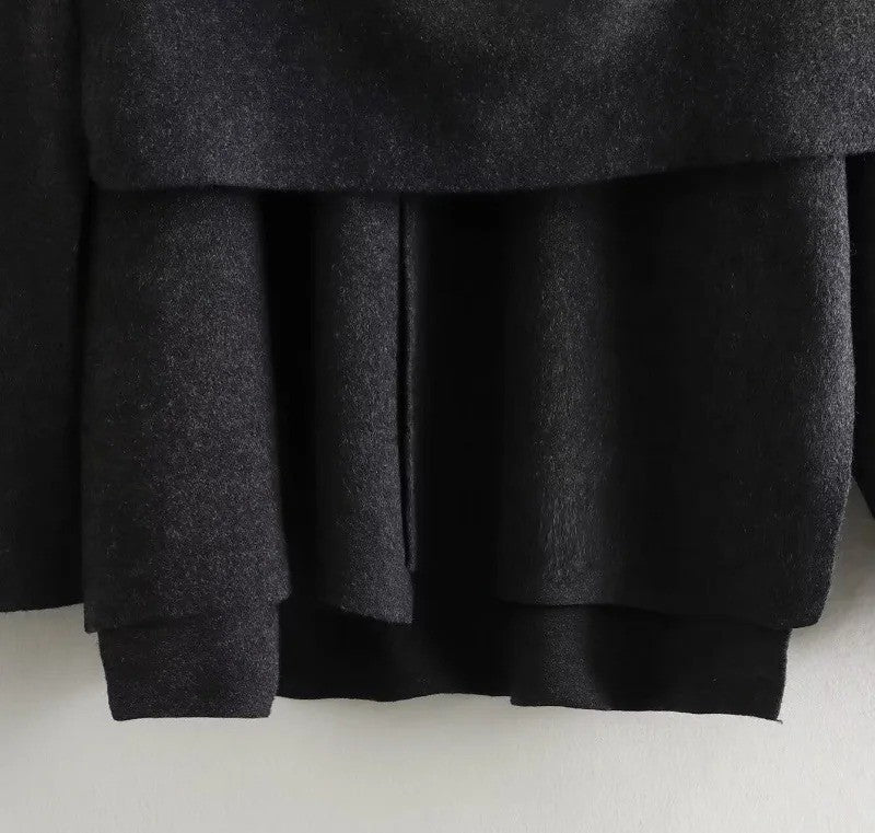 Elegant Coat Women Scarf Collar Long Sleeve Button Irregular Jackets European and American Style Streetwear Casual Outerwear