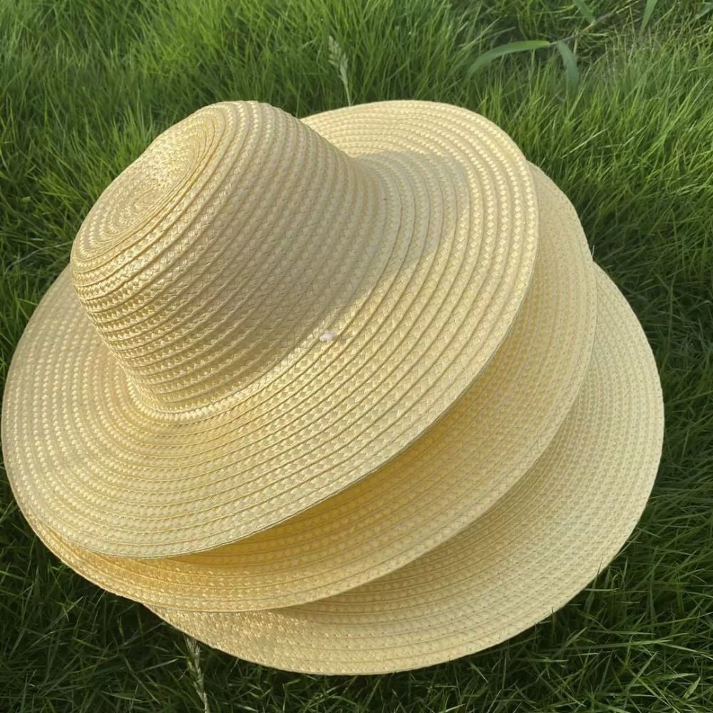 Summer Simple Straw Hats Women Men Wide Brim Beach Sun Hat Uv Protection Fishing Caps Farm Straw Hat With Windproof Rope Panama