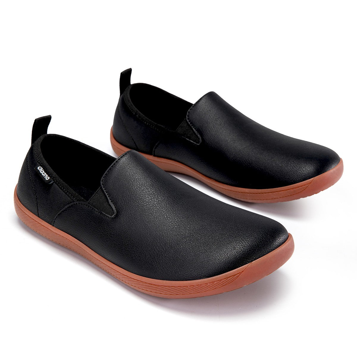 Oiaano Wide Toe Men Minimalist Shoes Comfortable Sneakers Leather Casual Shoes Black Slip On Leisure Loafers Drive Office