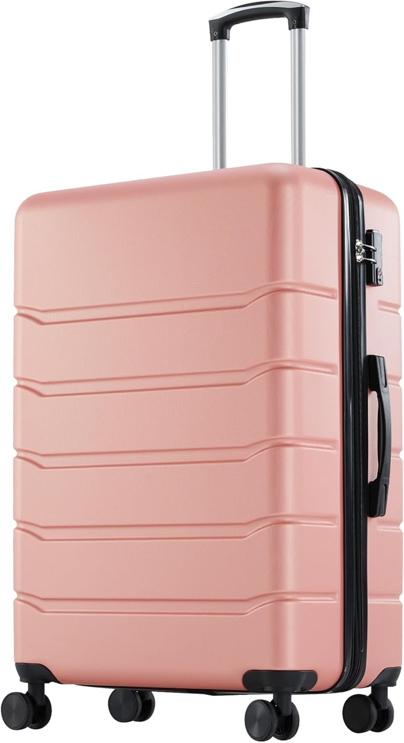 24 Inch Luggage, Hardside Suitcase with Spinner Wheels, TSA Approved Lock, Expandable Medium Suitcase for Travel & Business–Pink