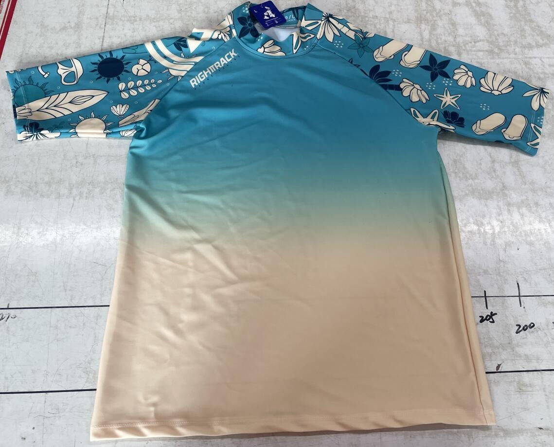 Hot Men's Short Sleeve Surfing Shirt Nautical Diary Lycra Rashguard RIGHTTRACK For Surf Sportswear Beach Swimwear UPF50+ Clothes