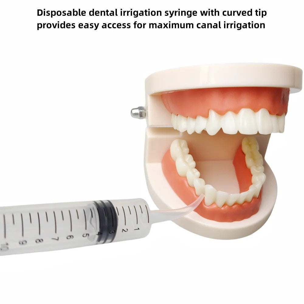 NIGF 5Pcs Disposable Plastic Dental Elbow Irrigation Syringe Teeth Flushing Injection Impression Dental Syringe With Curved Tip
