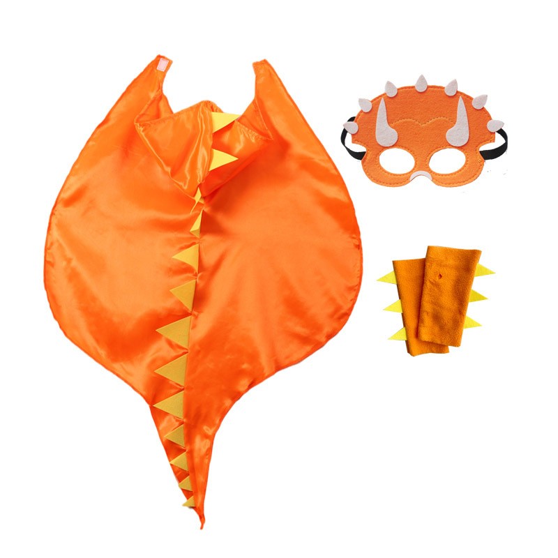 Halloween 6 Color Options Dinosaur Dragon Hooded Cape With Matching Mask Wristband For Cosplay Party Role Play Fancy Dress Cloak