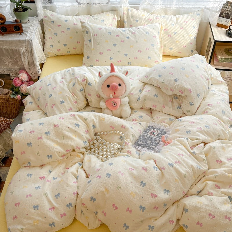 Cute Duvet Cover Set 3-Piece Breathable Ultra-Soft Bedding Set with 1 Duvet Cover and 2 Pillowcases, Sweet Girly Bed Set Decor