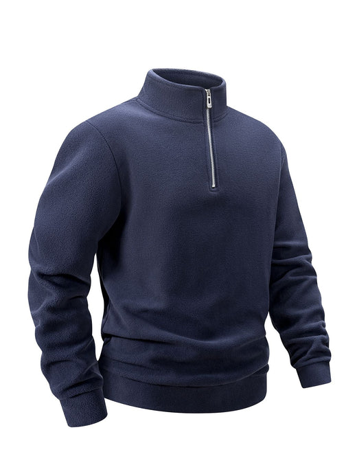 2025 Men Casual Fleece Sweatshirts Tops Men Sport Classic Stand Collar Sweatshirts Men’s Quarter Zip Hoodie Basic Pullover 3XL