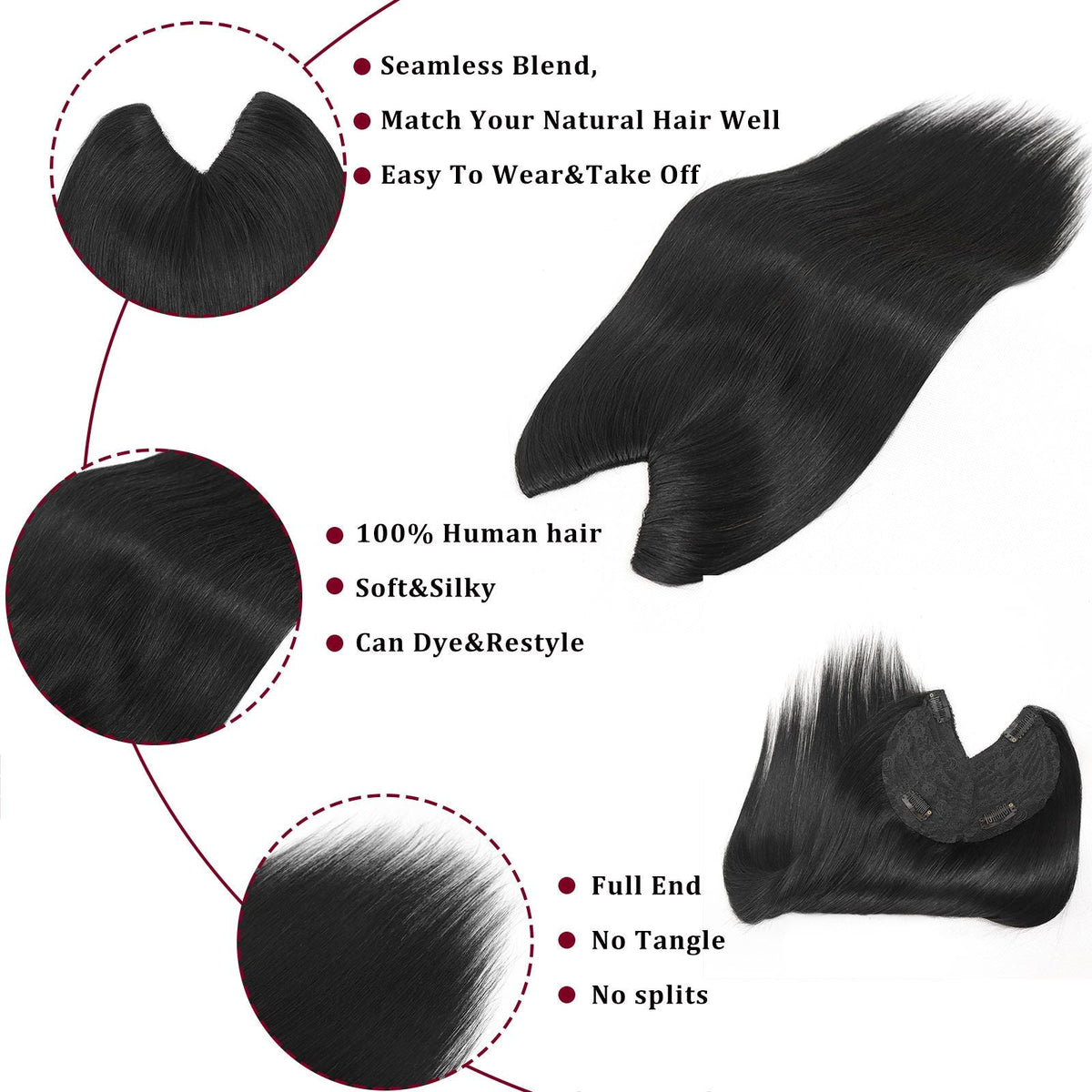 V Shape Clip In Human Hair Extensions Invisible Brown Blonde Highlight Toppers For Women Straight Brazilian Remy Hair 16Inch