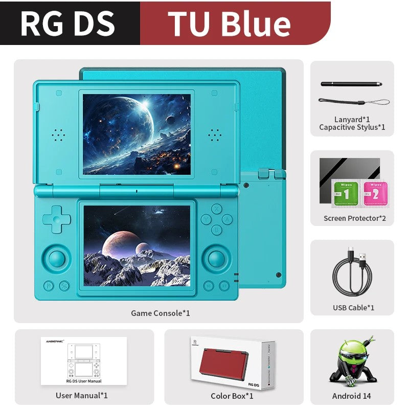 Anbernic RG DS Video Game Console Dual 4.0” IPS Screen Android 14 Support Dual Application On Split Screens & Hall PSP Gifts