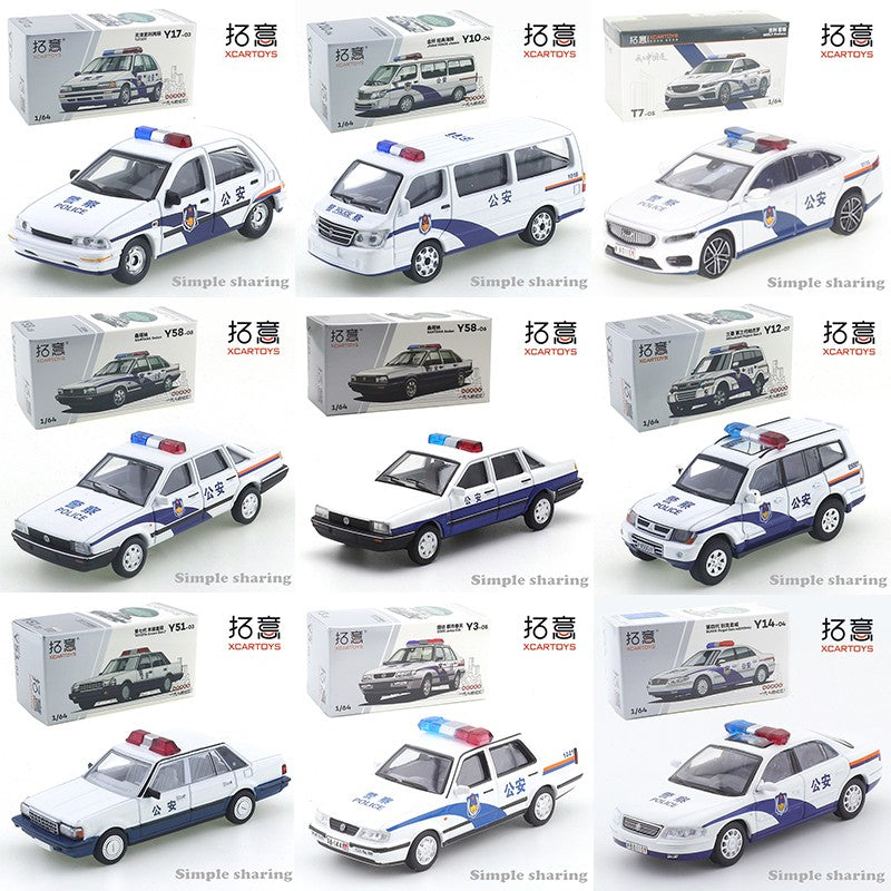 XCARTOYS 1/64 Y58-08 Santana Sedan, Police Car, Miniature Model, Alloy Car Model, Toy Car, Public Security
