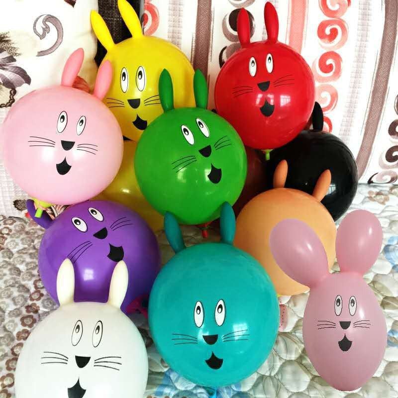 10pcs 12 inch printed latex balloon rabbit shaped children's toy ball cartoon animal balloons birthday decoration