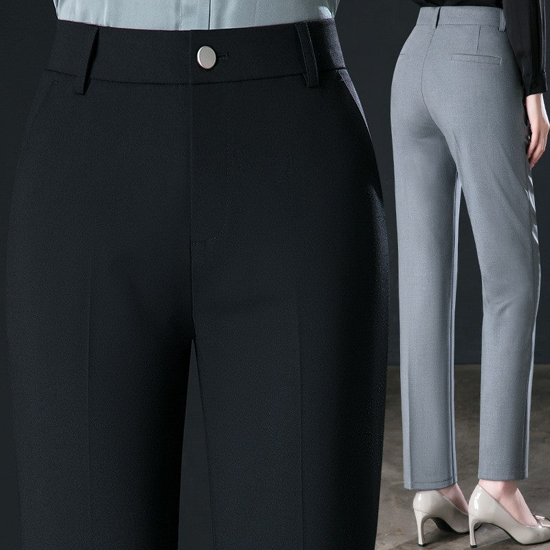 New Autumn Fashion Trousers Women's High Waisted Straight Suit Pants Loose Dress Pants Black Beige Grey Slacks Women Pantalones