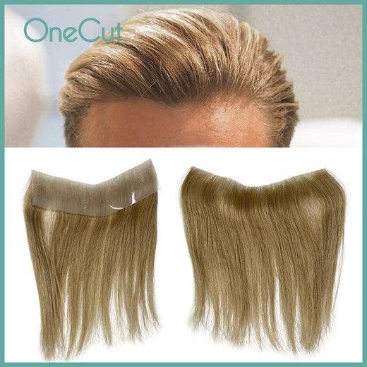 Thin SKIN PU V Style Front Natural Hairline Men Capillary Prosthesis Human Hair Blonde Color Replacement System Units For Men