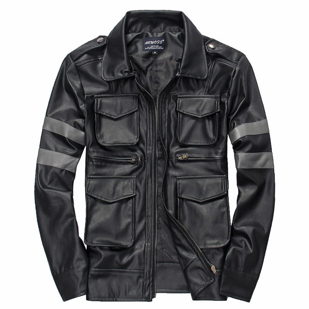 Leon Kennedy Cosplay Costume Jacktet Pu Coat Outfits Boys Men Adult Street Casual Clothing Halloween Carnival Disguise Suit