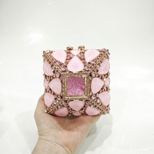 XIYUAN Luxury Glitter Metal Box Women Handbag Crystal Clutch Purse Wedding Party Bling Shiny Small Bags Rhinestones Evening Bag