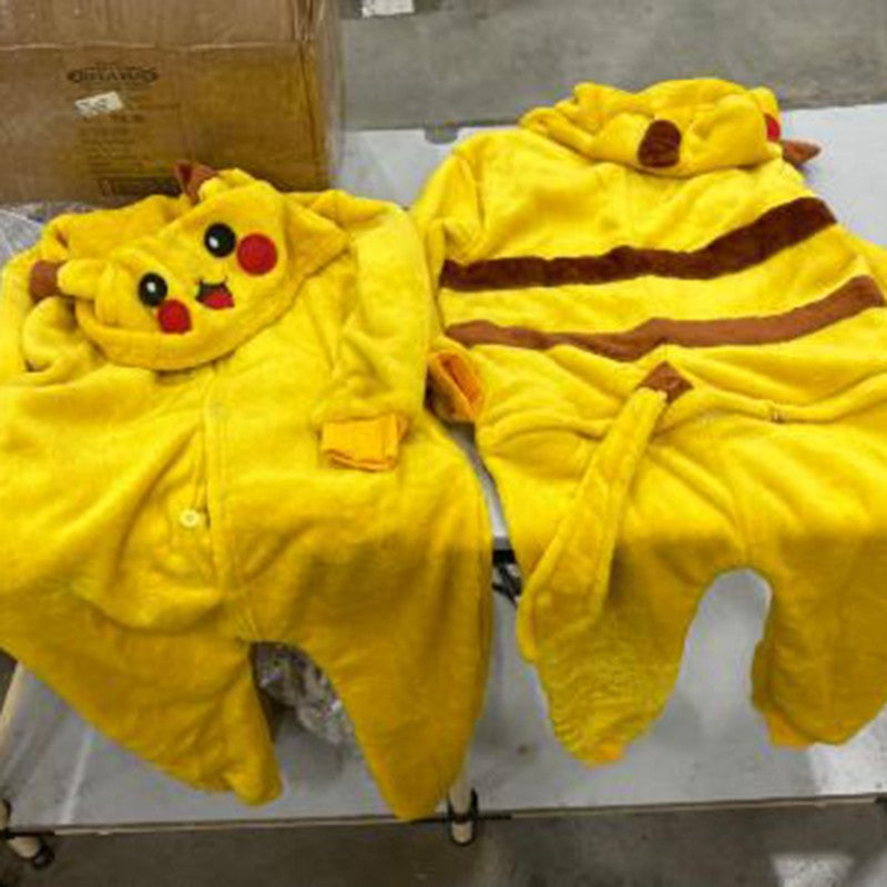 Pokemon Pikachu Warm Flannel Homewear Kids Autumn&Winter Soft Onesie Cosplay Animal Hoodie Pajamas Parent-Child Sleepwear Gift