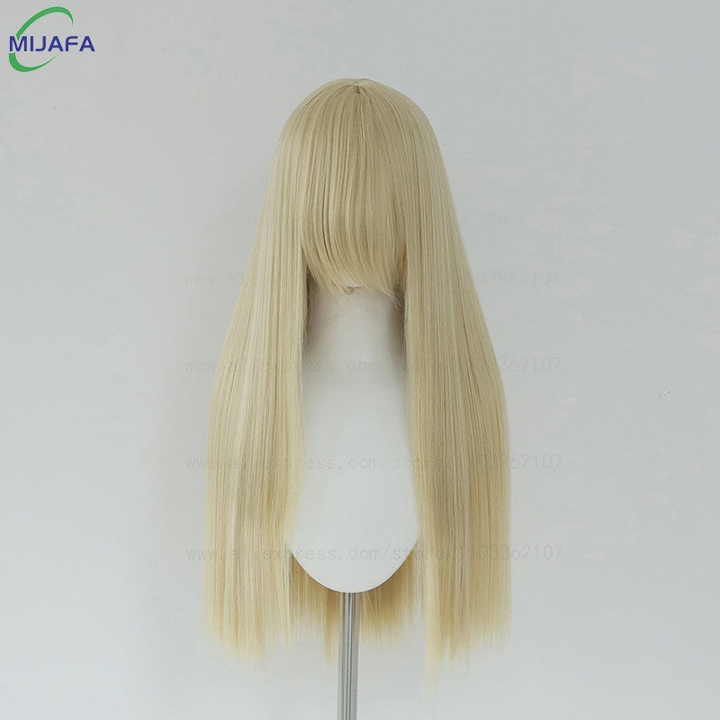 Very High Quality 400g 48 Colors 24Inch 60cm Long Straight Cosplay Wig With Bangs Heat Resistant Hair Anime Wigs + Wig Cap