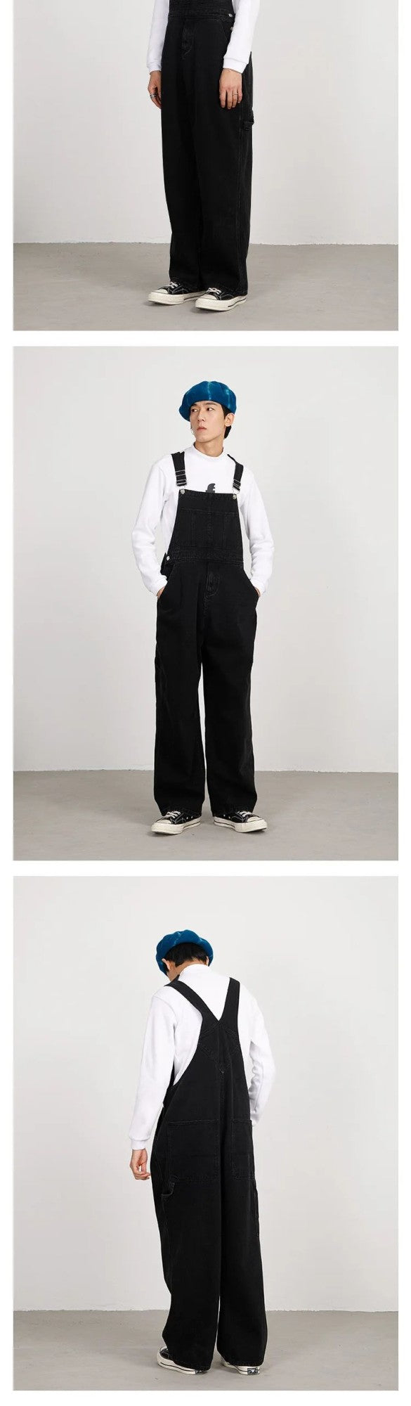Retro Japanese Style Overalls Casual Straight Leg Workwear Jeans American Streetwear Couples Denim Overalls Loose Fit Men's Jean
