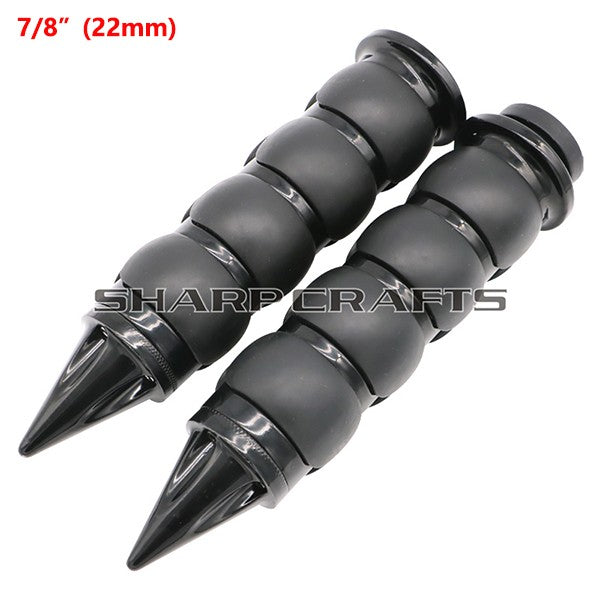 1" 25mm & 7/8'' 22mm Billet Rubber Flame Spike Hand Grips For Harley Honda Kawasaki Suzuki Yamaha Bikes Cruiser Chopper Custom