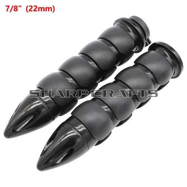1" 25mm & 7/8'' 22mm Billet Rubber Flame Spike Hand Grips For Harley Honda Kawasaki Suzuki Yamaha Bikes Cruiser Chopper Custom