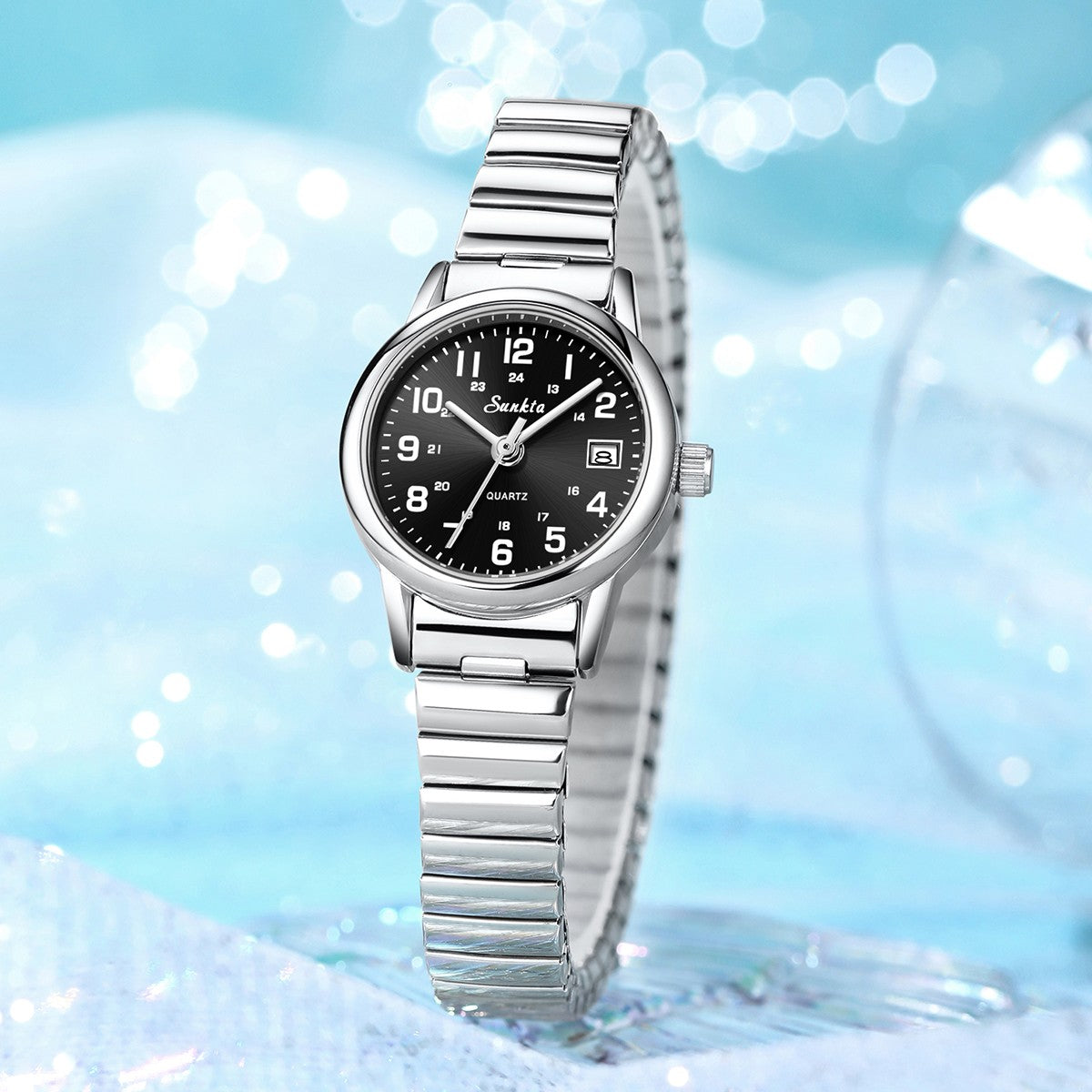 SUNKTA elegant Women's Watch 12/24 waterproof calendar women's quartz wrist watch fashion ladies vintage watches reloj de mujer