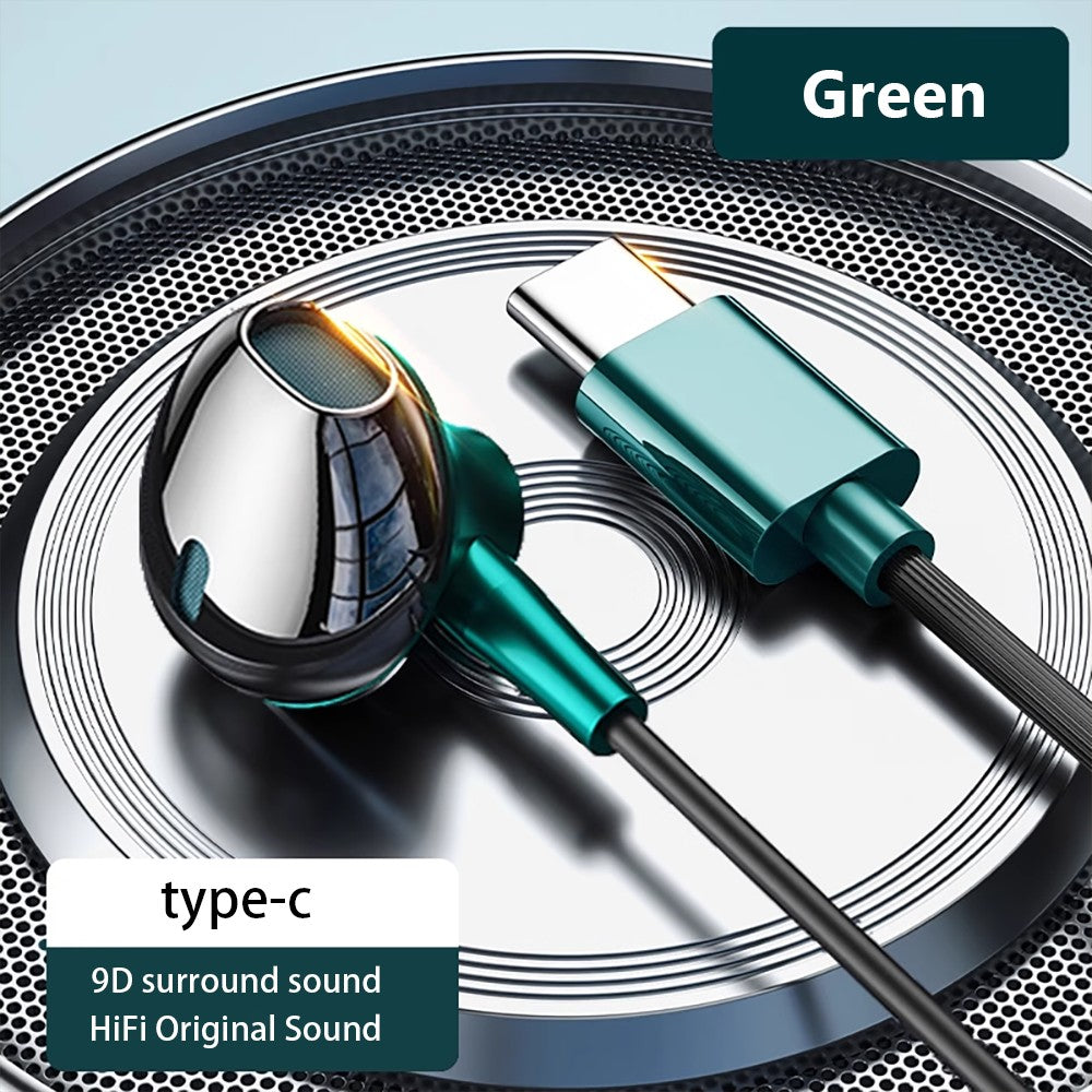 Wired Earphones USB Type C 3.5mm HiFi Headphones Bass Stereo With Volume Control Earbuds For Samsung Galaxy iPhone Huawei Xiaomi