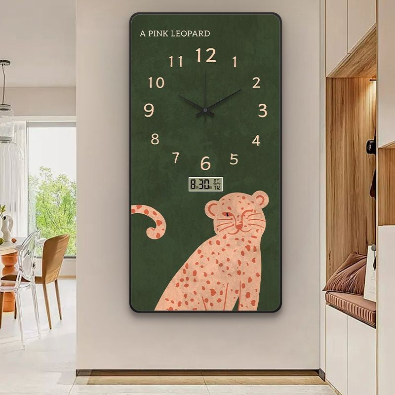 Perpetual calendar living room wall clock, French retro style, silent home electronic time clock, wall hanging painting