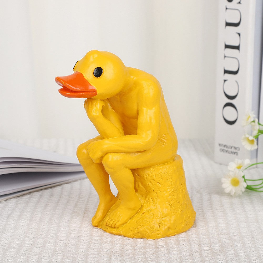 Novel and interesting, thinking about duck Ins animal statues, home decoration resin crafts, garden and courtyard decorations