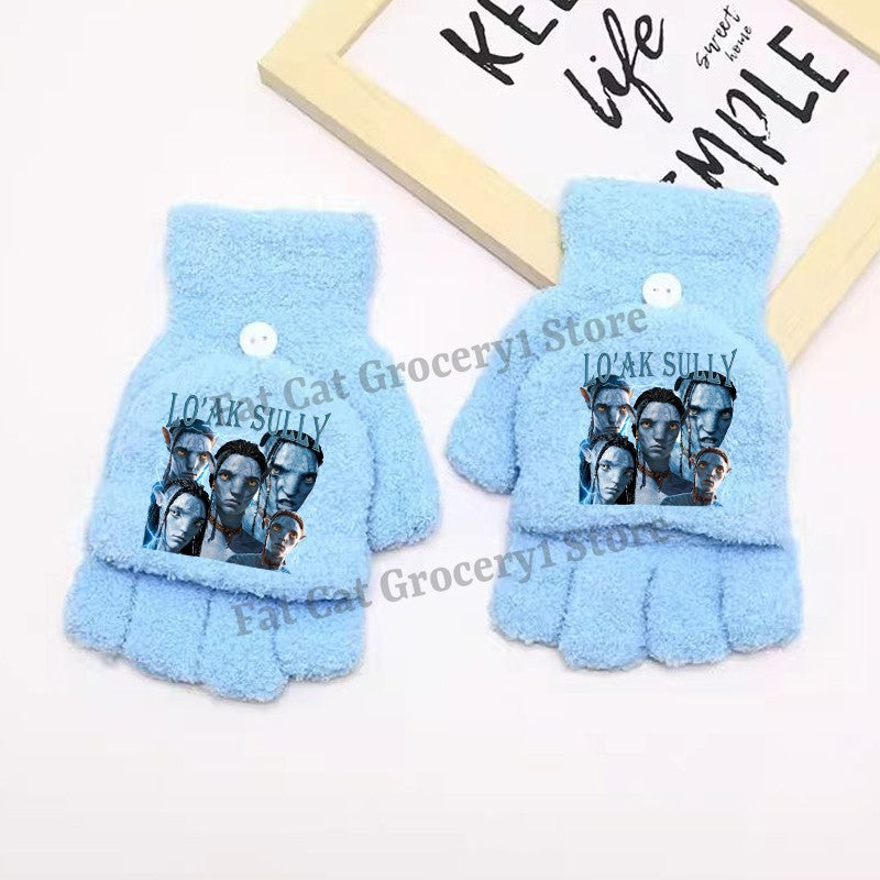 Avatar Fire and Ash Gloves Disneys Boy Winter Flip Cover Mittens Kids Outdoors Warm Cute Glove Children Clothes Accessories Gift