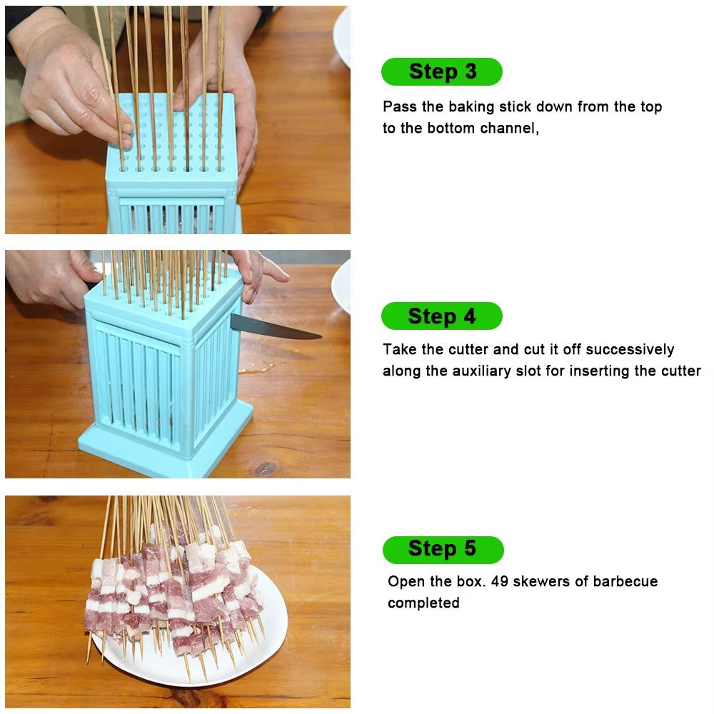 Brochette Maker 49 Holes Beef Barbecue Accessories Kebab Maker Beef Pork Meat Skewer Tools Barbecue Stringer Box Machine