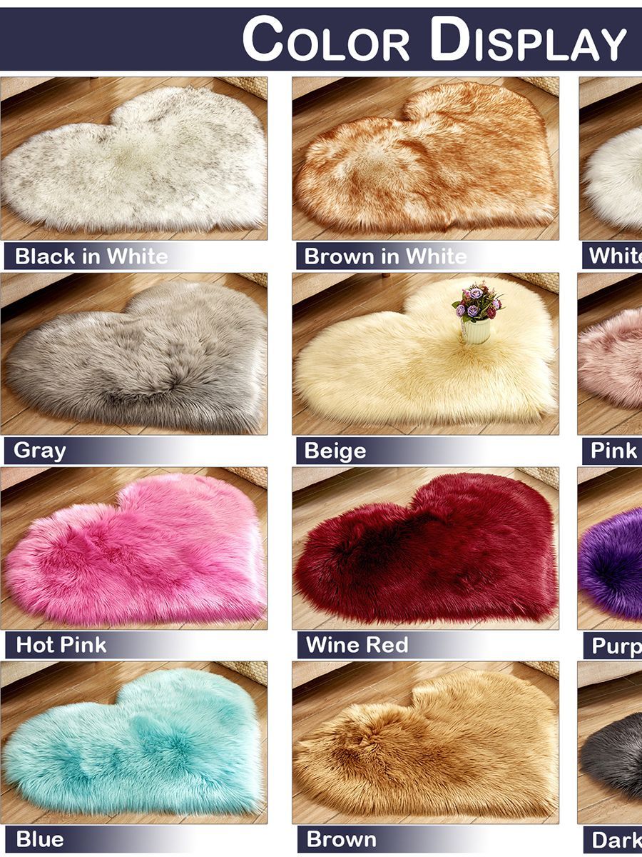 Heart Shaped Faux Fur Rug Bedroom Fluffy Shaggy Area Rugs Sheepskin Fuzzy Rug Carpets Throw Shag Rug Sofa Decor Floor Mat Plush